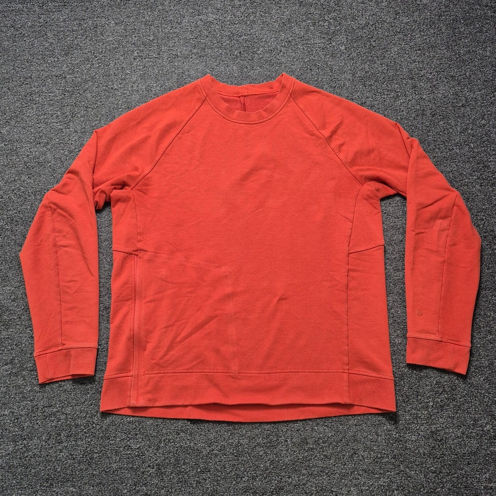 Lululemon City Sweat Crewneck Pullover Rust Mens Large Raglan Sleeve Pocket Gym
